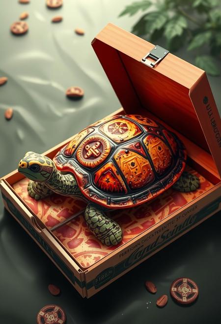Turtle, but instead of turtle shell there is a pizza box