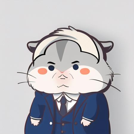 xiaoyuehan,hamster, formal, jacket, necktie, shirt, simple_background, solo, suit, white_background,white_hair