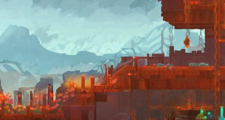 2d platformer, level design, landscape, highly detailed, digital painting, artstation, concept art, smooth, sharp focus, illustration, <lora:DeadCells:1>