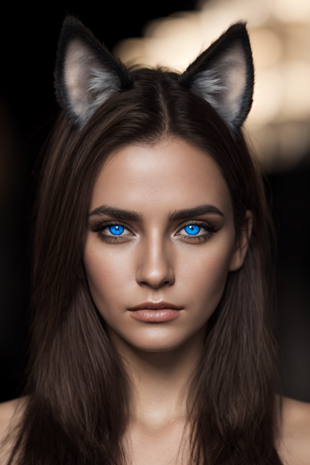 Kitch, sparkling blue eyes, Voluptuous, large breasts, formal blouse,  ProfessionalDetail <lora:Kitch_Full:0.4> AmericanHeritage-Pos DSLRQuality-Realism, Miqo'te, cat ears, animal ears,