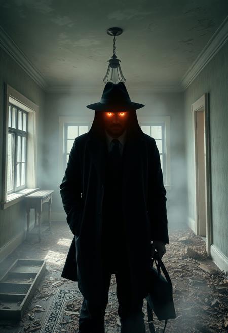 Secret detective, there has been a mysterious murder in an abandoned house. Misty interior