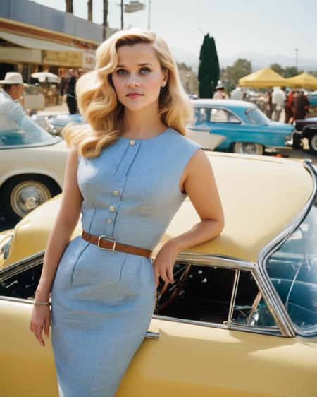 reese_witherspoon, <lora:ReeseWitherspoonXL:1.0>, (old photograpy) of a starlet from the 60s, long hair,1960 hair style, retro style, pin-up style, standing next to a 1960 sports car, billboard in background, vintage photography,, ((sharp face, detailed face, realistic face, naturtal skin, realistic skin, detailed skin, pores, detailed eyes,realistic eyes)),, (masterpiece, best quality, ultra-detailed, best shadow), high contrast, (best illumination), ((cinematic light)), colorful, hyper detail, dramatic light, intricate details, (1 girl, solo) , ultra detailed artistic photography, dreamy, backlit, shadows, ultra high definition, 8k, ultra sharp focus, ultra high quality model, soft lighting, film photography, analogue photography, hyperrealism,