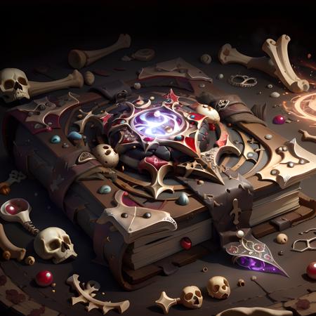 <lora:BoneMagic-22:0.8>,   dark magic , simple background, radiating magical energy,
grimoire, 
A bonemagic book of spells in mystical cover, studded with a gem,gameicon,masterpiece,best quality, <lora:GameIconResearch_book3_Lora:0.6>