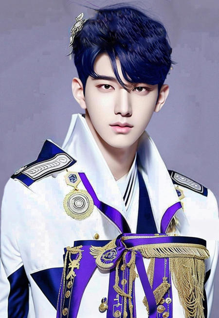 Photos of handsome CPop or KPop Idol boy as handsome KPop or CPop Super Star Idol Boys from the Dragon Empire.
Stunningly handsome Idol boys are the handsome Chinese Dragon Prince Emperor and Princes wearing Hanfu fashion costume with long wide baggy Guang style long sleeves. 

Full body portrait. Shows full head. Ultra-realistic. Pale-fair skin.

Handsome, princely, cute and tall Chinese, Korean or Japanese boys from boy bands in CPop, KPop, JPop groups, all at 2.01 m tall in height. 

Photorealistic, cool, fresh, young, healthy, lovely boys, sweet and gorgeous looking in realistic photos with full body showing head to toe, handsome faces, beautiful hands, cute toes, and can be with no shirts or pants. Handsome. 

Beautiful and detailed smooth skin texture.

Magnificent, Beautiful Neon-like Multi-colored Fantastic Environment. 

Fashion costumes are made of ultra brilliant exquisite silk and radiant colors. Modern Funky Fashion Style. 

Beautiful Exquisite Headgear With Exotically Designed Chinese Dragon and Phoenix Motifs. With Chinese style Crown Jewelry and Ancient Chinese Prince Emperor Crown. Earrings.

KPop Style. CPop Style. 

Ultra Realistic. Hyper Realistic.

Exquisite Awesome and Gorgeous Looking, Cool, Young, Trendy and Gorgeous, Super Handsome Idol Chinese, Korean or Japanese Boy Dragon Prince Emperor. 