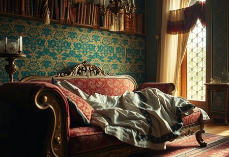 source_photo, photorealistic, masterpiece, 4k, ray tracing, intricate details, highly-detailed, hyper-realistic, 8k RAW, cinematic light, dramatic light, shallow depth of field,  high budget, bokeh, cinemascope, best view, best angle, XIXth century, Baudelaire, orientalist, collector, surrealist poetry, "lle était donc couchée et se laissait aimer,
Et du haut du divan elle souriait d'aise
A mon amour profond et doux comme la mer,
Qui vers elle montait comme vers sa falaise."