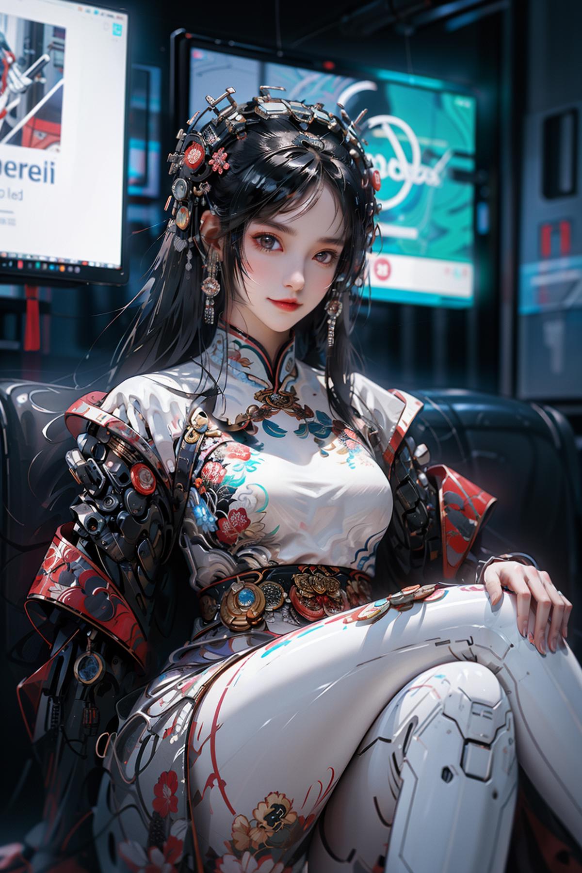 Cyberhanfu 赛博国风/Cyber Chinese style image by pizzagirl