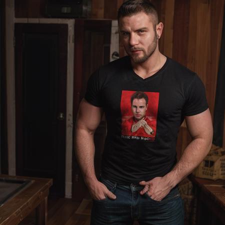 ((solo)), <lora:Nick Sterling:0.8>, face focus, male, t-shirt