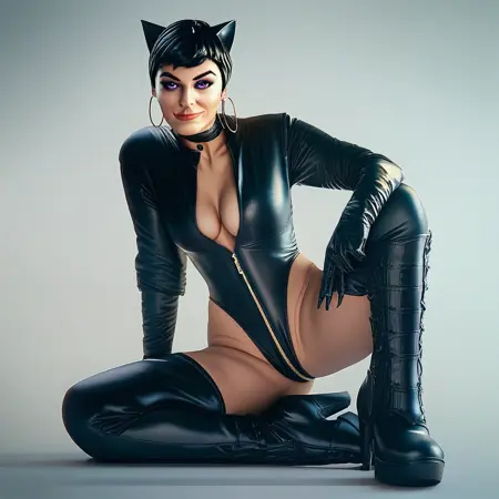 Catwoman | Sexy Leather Leotard Outfit | Pony