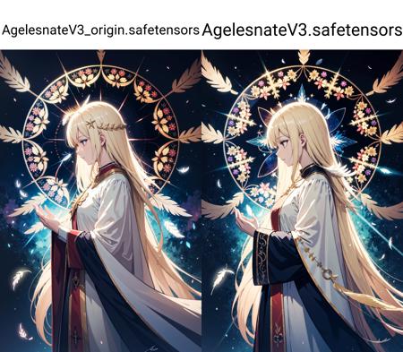 absurdres, highres, (official art, beautiful and aesthetic:1.2), ultra detail, side view,
beautiful person,  long hair, blond hair, saintly woman,
sacred garment, seraph, seraph six wing,
cathedral, kaleidoscope,
light effects, divine effects, feather effects,