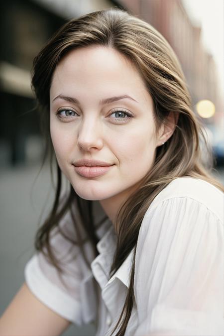 a professional portrait photo of angl, smile on her face  pale skin, working class in new york city, upper body, detailed skin, 20 megapixel, canon eos r3, detailed, detailed face,