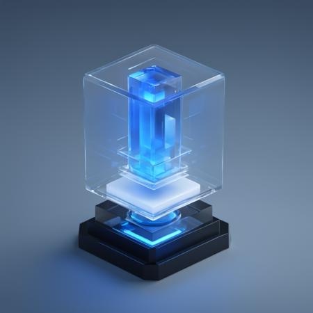 ((best quality, masterpiece)),newsafeiconv2, black safeicon, blender, octane render, C4D, icon, isometric, (server:1.2),transparent glass texture, blue, frosted glass, transparent technology sense, studio_light, Exquisite details, stunning details, flowing blue light,  (black background:1.2), simple background,high contrast <lora:xl_more_art-full_v1:0.6> <lora:NewsafeiconV3.1:1>