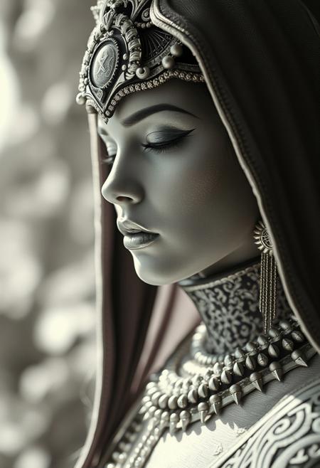 Stories from the Tibetan Book of the dead, 
hyper-realistic surrealism, vintage glamour photography, futuristic dystopian aesthetics, intricate detailing, cinematic lighting, high-contrast monochrome, Art Deco influences, dreamlike atmospheres, nostalgic yet futuristic, soft-focus portraits, sci-fi inspired compositions, bold contrasts, dramatic elegance, refined textures, imaginative world-building
