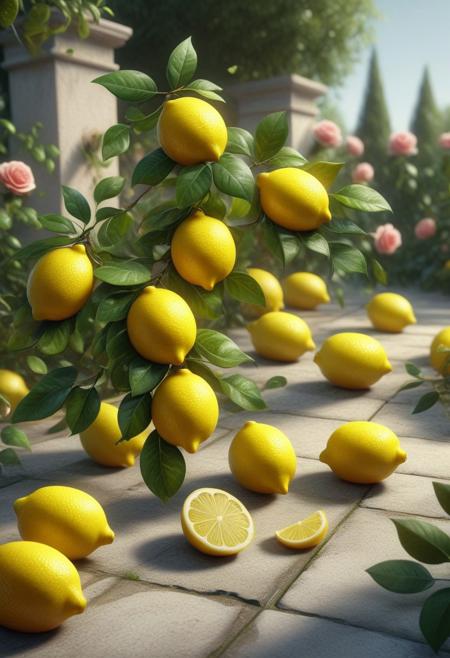 wl_lemons, masterpiece, High Details, HD, 8K, Photorealistic, perfect, High Quality, rose, on garden, (dynamic pose:1.2), (dynamic angle:1.3)