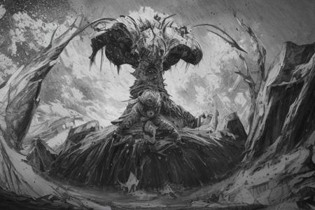 drawing in the style of tsutomu nihei manga monochrome grayscale