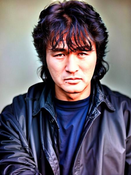 Perfect Photo of an elderly Tsoi in military jacket is (smoking a cigarette:1.1), looking at something in the distance with a serious look on his face,  <lora:Tsoi:0.95> ,beautiful eyes, amazing, sovietwave style, full body, best photo, 105mm Canon, blurred background