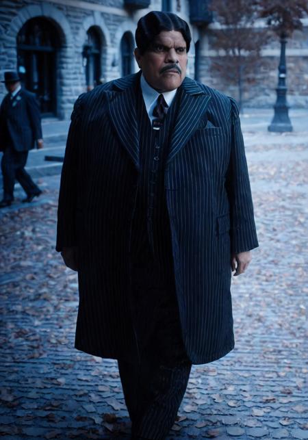 gomez addams (sharp focus:1.2), full body photo, man on a (street:1.2). (afternoon lighting:1.2), depth of field, bokeh, 4K, HDR. by (James C. Christensen:1.2|Jeremy Lipking:1.1).