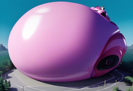 score_9,score_8_up,score_7_up, rating_safe, source_pony, high detail, best quality, detailed background,blender,Hoovesart,animal,female frog ,animal focus, no humans,frog,quadruped,frog girl,huge  smile,<lora:Balloon Body[IL]:1> ((200 feets tall and size animal inflation ,only giant sphere body giant rounded circle ball perfect spherical body, completely spherical torso,spherical inflation ,low inward animal arms , low inward legs, )),(((blimpwaist))),(rubber skin),float,floating (legs stretched out and firmly pointing downwards) ,froggirl  body is 60 times larger than ox , no humans,big animal focus, no humans,3d,giantess torso ,solo , <lora:gabirio:1> gabirio, colored skin, pink skin, forest, white scarf ,spherical-inflation, (obese:1.6), frog female,mini face,big eyelashes, puffy cheeks, floating, spherical body,hyper waist, micro head happy, official style,3d  ,giant torso, size body difference of ox, ,detail background grass day city, ox standing in a corner,looking down at city,