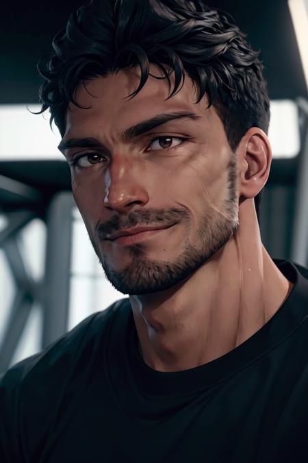 photo of  person,  male,  gym clothes,  at the gym,  smirk,  beard,  brown eye,  masterpiece,  highres,  sharp focus,  cinematic lighting,  detailed face,  detailed eyes, <lora:EMS-45173-EMS:0.920000>, , <lora:EMS-13102-EMS:0.500000>