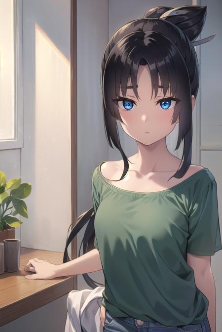 ushiwakamaru, <lora:ushiwakamarupinta-lora-nochekaiser:1>,
ushiwakamaru pinta, long hair, bangs, blue eyes, black hair, very long hair, sidelocks, hair bun, side ponytail, parted bangs,
BREAK shirt, collarbone, shorts, green shirt,
BREAK indoors, bed,
BREAK looking at viewer, (cowboy shot:1.5),
BREAK <lyco:GoodHands-beta2:1>, (masterpiece:1.2), best quality, high resolution, unity 8k wallpaper, (illustration:0.8), (beautiful detailed eyes:1.6), extremely detailed face, perfect lighting, extremely detailed CG, (perfect hands, perfect anatomy),