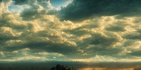 (Cumulus clouds), elden ring style, toxic thunderstorm