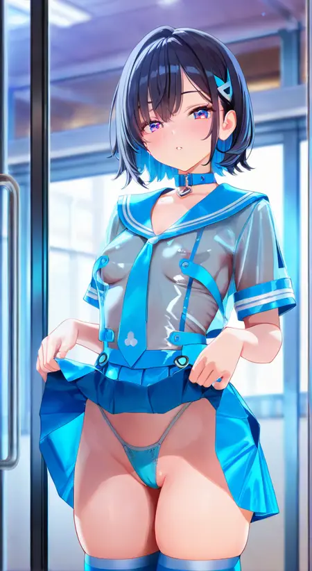 See through jk uniform (blue color style)