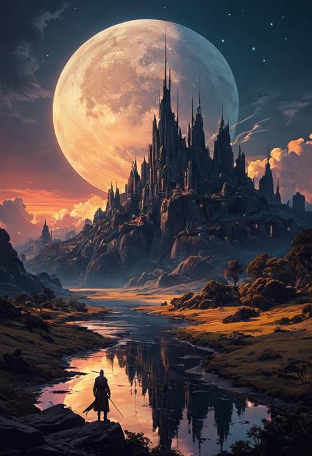 a wanderer between worlds in flowing clothes, (epic landscape:1.5),  (style Historical drawing), (style Historical painting),best quality, masterpiece, extremely detailed,  professional  art,  professional painting, an extremely delicate and beautiful, dynamic,  great lighting, perfect shading, professional shading, depth of field,   side soft light, elegant, gorgeous, highly detailed,   full shot, uncropped,   pure genious, absolutely perfect,  highly detailed, breathtaking,
image style is cg render  , Natural Light and Hard Edge Lighting Reflection/Refraction and Retro/Vintage Effect , , smooth Boris Vallejo , Gobo Lighting Duotone Effect and Glitch Effect and Emboss Effect , , incluenced by a mix of Virgil Finlay and Naoko Takeuchi ,, landscape  a pristine sanctuary where the horizon is a canvas for the world's endless mysteries,            lighting strikes, and one big cloud,,   in the sky is polar star ,  ,a futuristic city with towering skyscrapers, neon lights, and flying vehicles zipping through the air.,
<lora:psychedelic_trip:0.7> psychedelic trip,
<lora:EldritchRomanceIllustration1.3.1:0.5>,
<lora:- SDXL - vanta-black_contrast_V3.0:0.2>,
<lora:add-detail-xl:1>,
<lora:detailed_notrigger:1>,