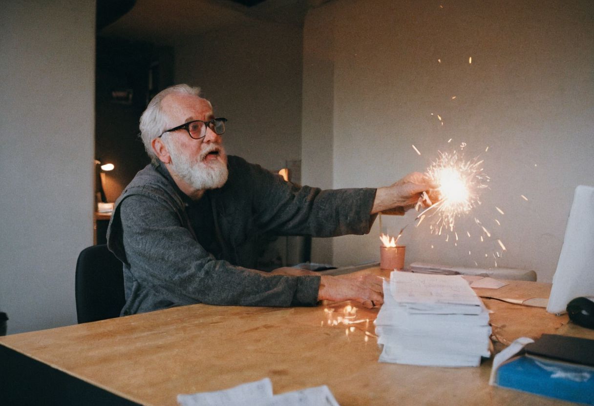 leica m3, 35mm Voigtlander lens, Portra 160/400, photo of A wizard casting spells in a busy tech startup office.., high contrast, natural  sunlight