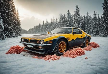 cuteup, cute, cutieup, car made of RetroBG, RetroBG, cat made of RetroBG, snow, ice, Surreal with macabre undertones, earthy surreal edge,  car made out of countless red corals, snow, ice, hyper detail, masterpiece, score_10, randshadscree, anime drawing style, anime movie, driving at high speed,countless galaxy,yellow,  sports car made out of fr0stwrld, snow, ice, bright blue and yellow energized sport car, score_9, score_8_up, score_7_up, score_6_up, shiny, driving, shiny, cloudy forest, Made of fluffy clouds, clutter, trash, fr0stwrld, snow, ice, Retro, RetroBG