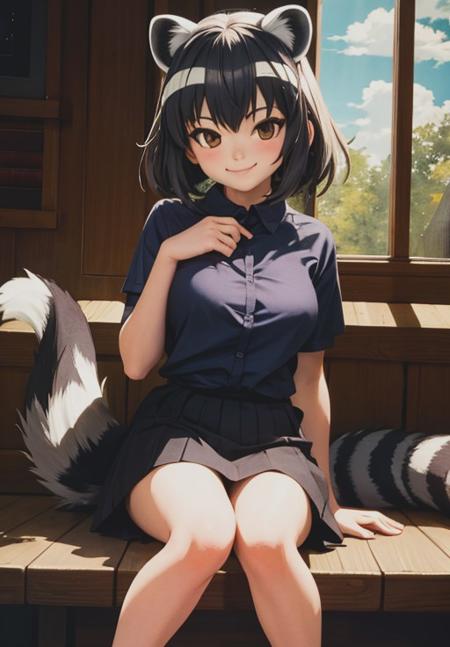 <lora:Common_Raccoon:0.8>, Common_Raccoon,1girl, solo, smirk, sitting,, (masterpiece, best quality, detailed:1.3), charming