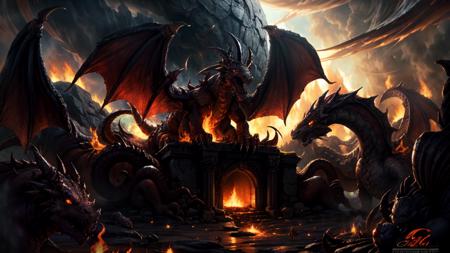 A fiery inferno scene filled with monsters, dragons, and a massive gateway to hell,ultra-realistic,32k, best quality, landscape,
<lora:copax_hell_beta:0.7>, <lora:add_detail:1>