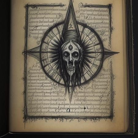 end of the world, Necronomicon Sketch, VoynichManuscript <lora:Necronomicon-10:0.5> <lora:VoynichManuscript:0.5>