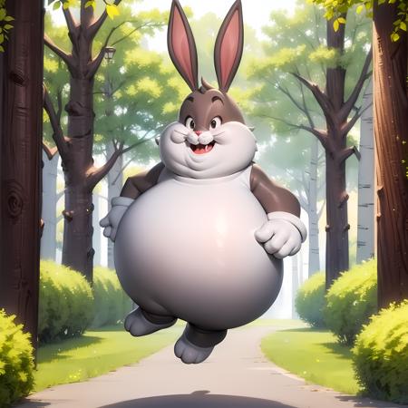 ((masterpiece, best quality)),(complex light), full body, solo, chungus, <lora:Big_Chungus1-10:0.6>, jumping, forest, fat, rabbit