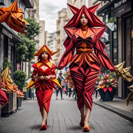 (((a beautiful red hair origami woman walking down the street in a fantasy origami world))),  android,  DonMC3l3st14l3xpl0r3rsXL, <lora:EMS-50426-EMS:0.600000>