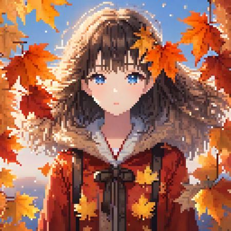 (((sunset))), flat color, Golden ratio, {masterpiece:1.5}, {extremely detailed CG unity 8k wallpaper:1.5}, {Grim expression:1.2}, {1girls:2}, {full body:1.8}, {cry, smile:1.8}, The wind blows the maple leaves, extremely detailed maple leaf, {extremely detailed eyes:1.5}, {extremely beautiful detailed anime face:1.5}, black hair, {cute animal face:1.5}, {extremely delicate and beautiful girls:1.4}, blue eyes,{glowing eyes, blank stare:1.5}, {backlight:2}, body is turning into maple leaves, {flowing maple leaf background:1.4}, {depth of field:2}, Red light, extremely detailed sky, clothes with maple leaf, {Maple tree background:1.5}, body with maple leaf , floating hair with maple leaf, looking at viewer, maple leaf forground, hair with maple leaf, {flowing hair:1.2}, The picture fills the canvas, {flowing:1.2}, dynamic angle