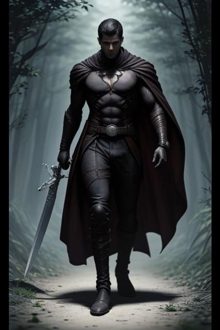 Runecutter, male sword master , superhero with runeblade and portal