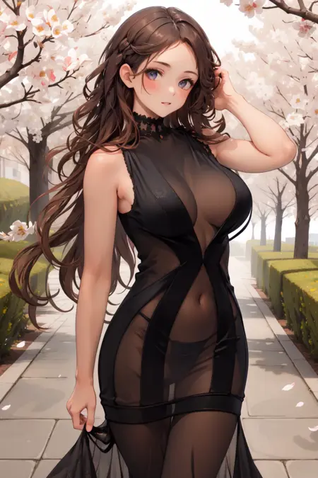 Outfit black see through dress