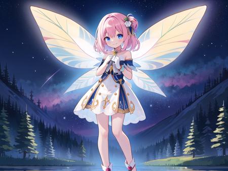 insanely detailed, absurdres, ultra-highres, ultra-detailed, best quality, 1girl, solo, child, (fairy:1.3), nice hands, perfect hands, BREAK, happy smile, laugh, closed mouth, flying, (full body view:1.3), looking at viewer, BREAK, slender, kawaii, perfect symmetrical face, ultra cute girl, ultra cute face, ultra detailed eyes, ultra detailed hair, ultra cute, ultra beautiful, by Canon EOS, SIGMA Art Lens 35mm F1.4, ISO 200 Shutter Speed 2000, BREAK, (night:1.3), dark background, around a lake, fantasy world, BREAK, <lora:lumi_blue_test1:1.5>,