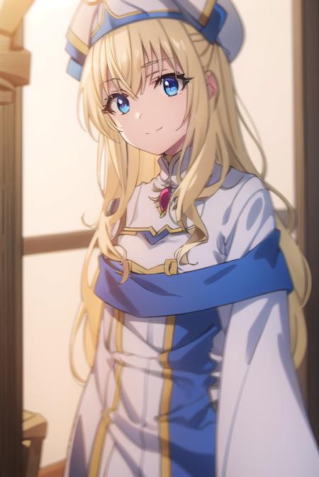 priestess, <lyco:priestesss2-lyco-nochekaiser:1>, 
priestess, blonde hair, blue eyes, long hair, hair between eyes, (small breast:1.2), smile,
BREAK boots, dress, frilled sleeves, frills, hat, white headwear, pelvic curtain, high heels, robe, thigh boots, thighhighs, white thighhighs, long sleeves, puffy sleeves,
BREAK indoors, church,
BREAK looking at viewer, (cowboy shot:1.5),
BREAK <lyco:GoodHands-beta2:1>, (masterpiece:1.2), best quality, high resolution, unity 8k wallpaper, (illustration:0.8), (beautiful detailed eyes:1.6), extremely detailed face, perfect lighting, extremely detailed CG, (perfect hands, perfect anatomy),