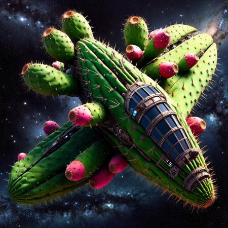 Spaceship in deep outer space <lora:Prickly Pear Style v1:1>, Prickly Pear Style,