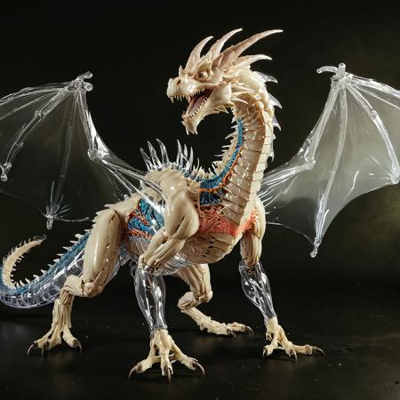 A transparent dragon its insides are visible through transparent skin, fullbody,
High quality, high resolution, 8K, 