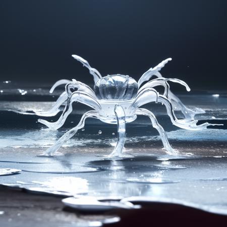 a (watercd:1.2, brightness, transparent:1.3) spider, (solo:1.2), standing, water drop, dropping, <lora:watercd-000010:0.7>, no humans, high quality, masterpiece, realistic, photorealistic, (outdoors, on the surface of the water, the water splashed in all directions, full  body, close-up),