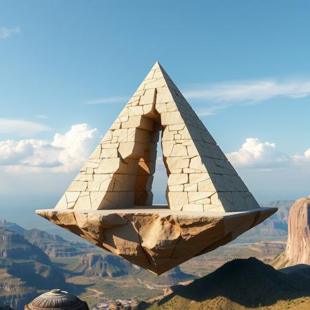a floating split pyramid