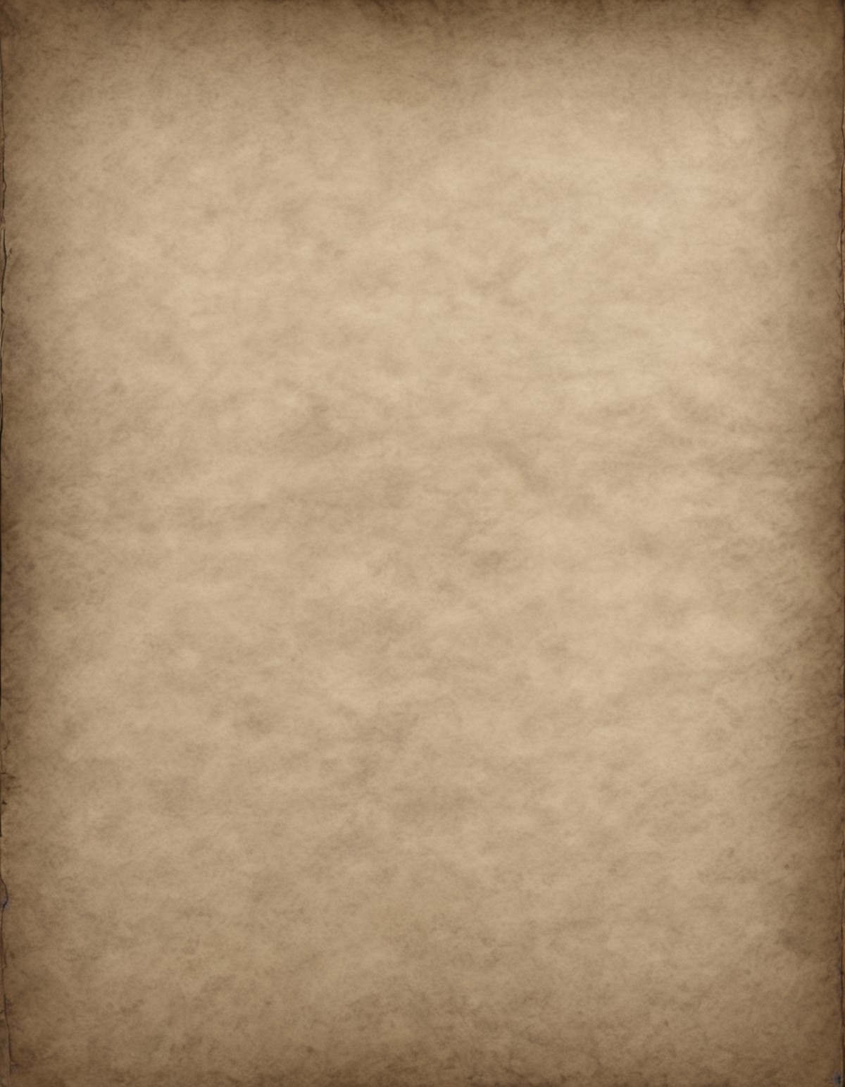 a blank sheet of dark stained mottled parchment