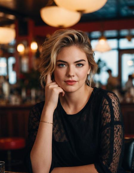 cinematic photo professional fashion close-up portrait photography of a ((ohwx woman)) at Parlour during Morning, Nikon Z9,  mole <lora:kateupton_dh128_lora_v2b:1.1> . 35mm photograph, film, bokeh, professional, 4k, highly detailed