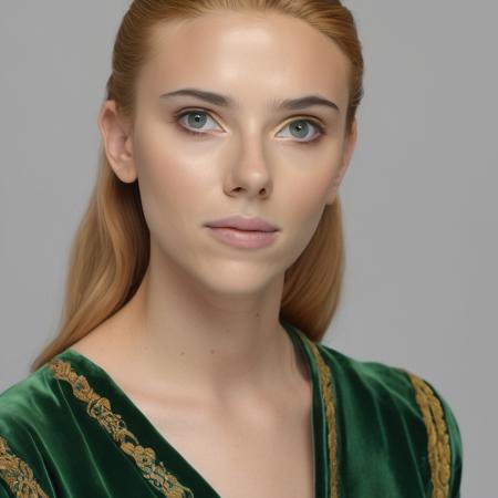 High quality portrait photo of a beautiful young actress dressed as a high elf from lord of the rings, Nikon Z9, skin texture visible, (sharp focus), (high quality), facing forward