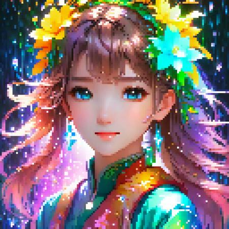 a cute girl,neo light,glowing,bloom,colorful,realistic, avatar,neo,colorful,