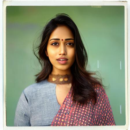 (NivethaPethuraj) , photograph, [Peaceful:Biomechanical:9] plump (Female:1.1) , wearing Brick dress with Sassafras print, Pocket Square, Choker, background is Seamount, Sun in the sky, Fine art, spotlit, film grain, Polaroid, L USM, art by Njideka Akunyili Crosby,  <lora:NivethaPethurajSD1.5:1>