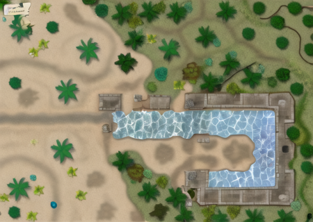 a map of a tropical island with a pool, <lora:Wild2-10:0.85>