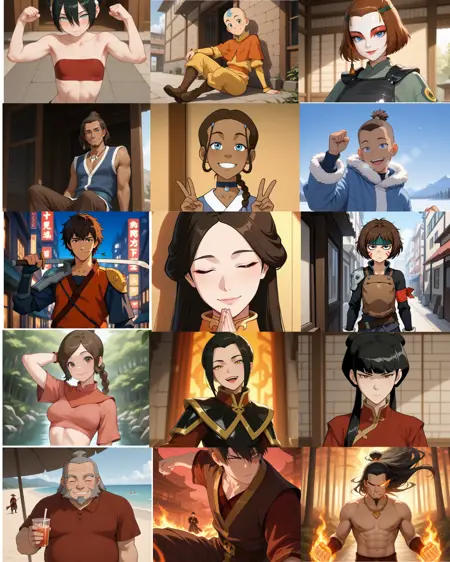 15 in one Avatar the last airbender Character lora for Illustrious