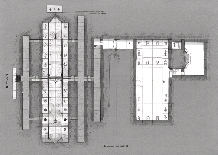 pintadosnive, <lora:Pintados-10:0.75>,Map of a house next to a lake,Square rooms, cubic design,Few details, empty rooms, w...